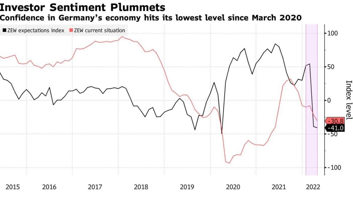 Germany's economic sentiment index fell to pandemic lows as companies fear rising energy prices